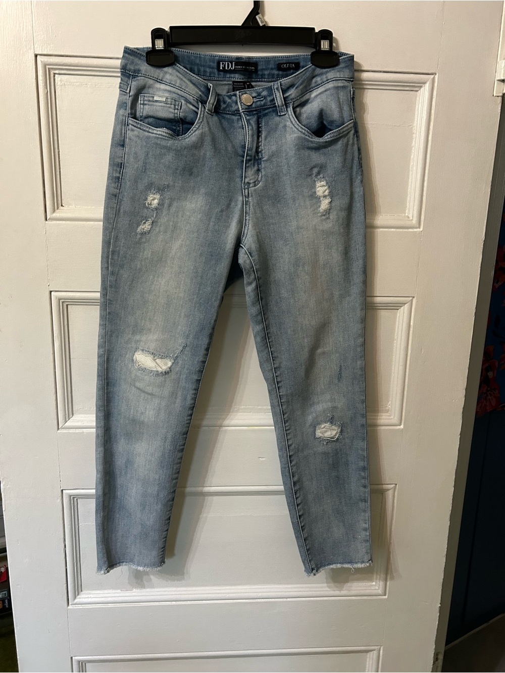 Light Blue Distressed Ankle Jeans